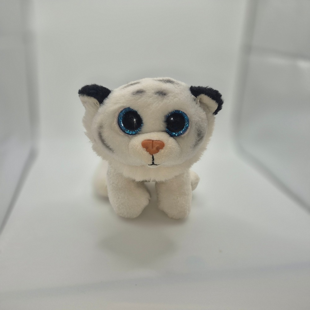 Ty Beanie Boos Tundra White Tiger Blue Glitter Eyes Plush Stuffed Animal‎ 6 inch